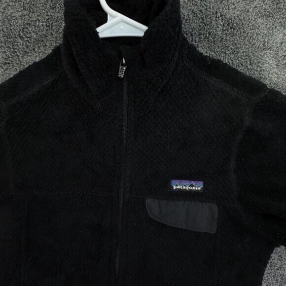 Patagonia Adult Women Jacket Black Full Zip Fuzzy XS Snap Pocket Long Sleeve - Picture 6 of 11